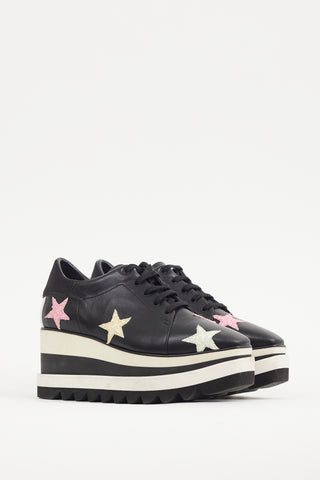 Stella McCartney Black 
Multicolour Faux Leather Elyse Star Derby