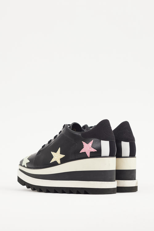 Stella McCartney Black 
Multicolour Faux Leather Elyse Star Derby