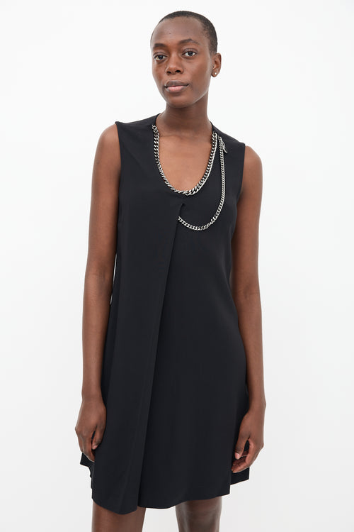 Stella McCartney Black Chain Scoop Neck Midi  Dress