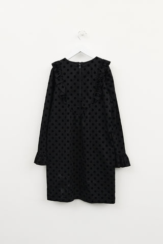 Stella McCartney Kids Black Polka Dot Long Sleeve Dress