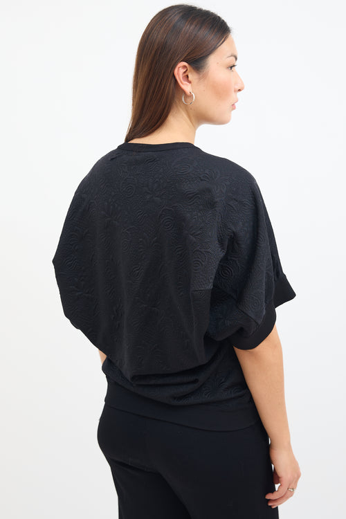 Stella McCartney Black Short Sleeve Brocade Top