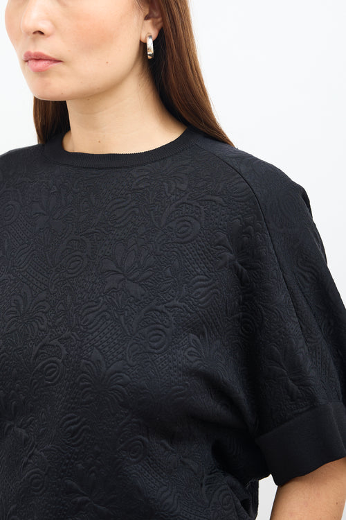 Stella McCartney Black Short Sleeve Brocade Top