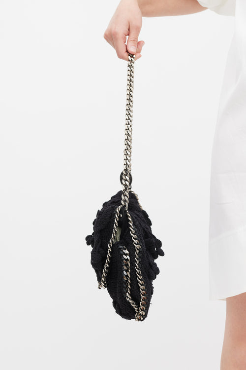 Stella McCartney Black Floral Crochet Falabella Bag