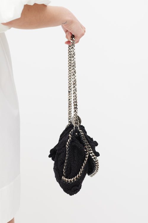 Stella McCartney Black Floral Crochet Falabella Bag