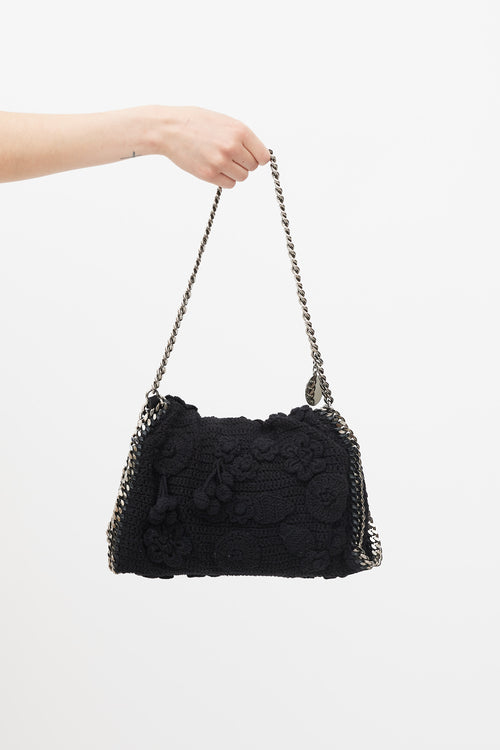 Stella McCartney Black Floral Crochet Falabella Bag