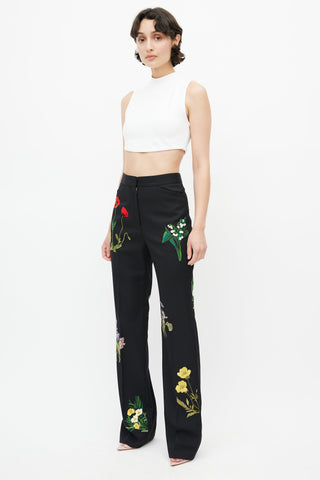 Stella McCartney Black Floral Embroidered Trouser