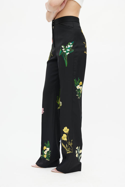 Stella McCartney Black Floral Embroidered Trouser