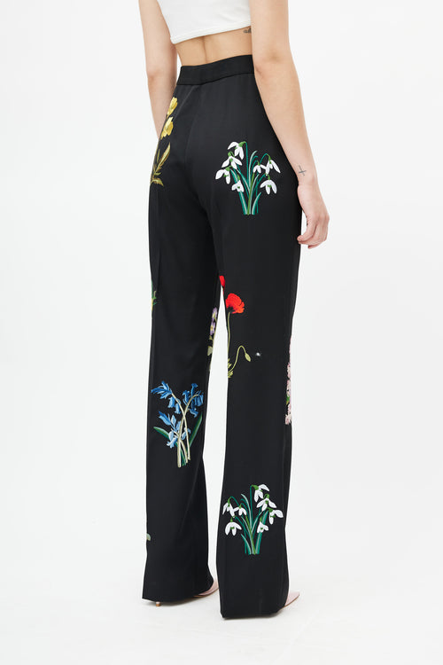 Stella McCartney Black Floral Embroidered Trouser