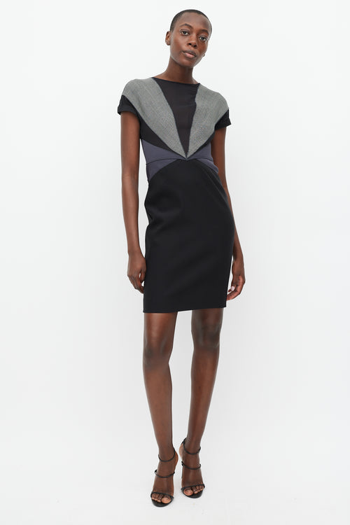 Stella McCartney Black 
Grey Houndstooth Panel Dress