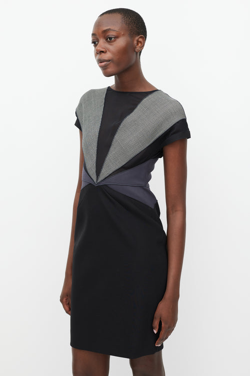 Stella McCartney Black 
Grey Houndstooth Panel Dress