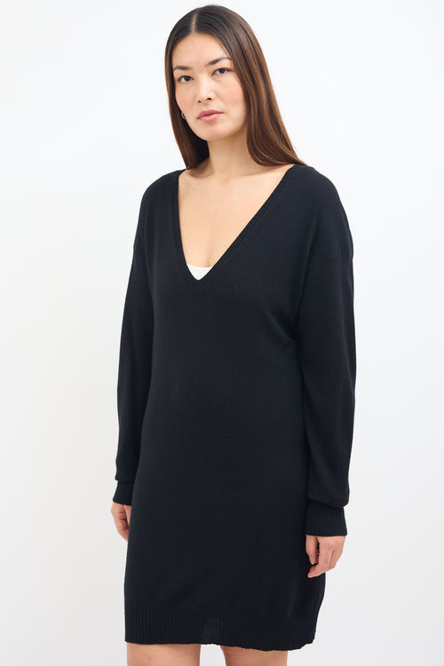 Stella McCartney Black Cashmere V-Neck Sweater Dress