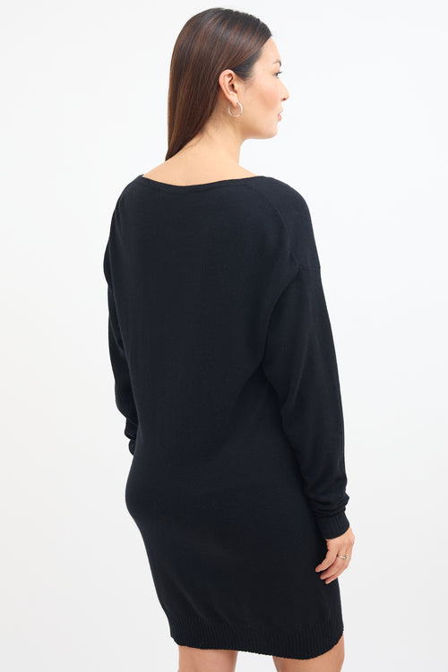 Stella McCartney Black Cashmere V-Neck Sweater Dress