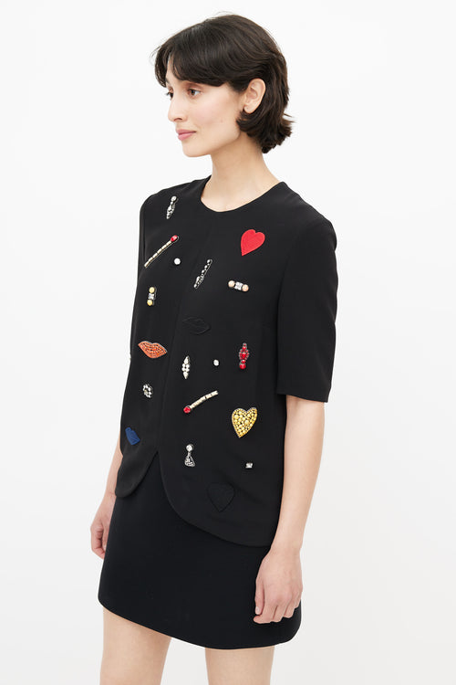 Stella McCartney Black 
Multicolour Embroidered Top