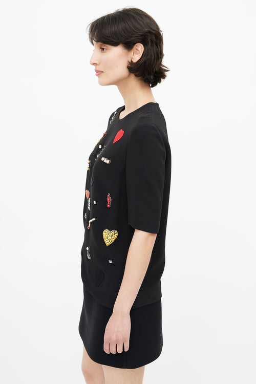 Stella McCartney Black 
Multicolour Embroidered Top