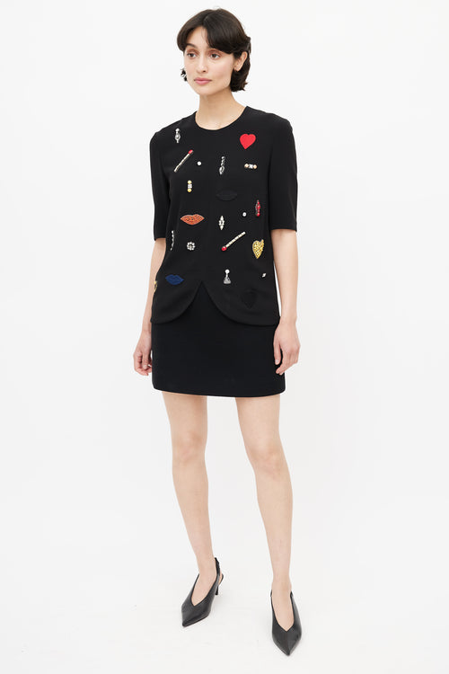 Stella McCartney Black 
Multicolour Embroidered Top