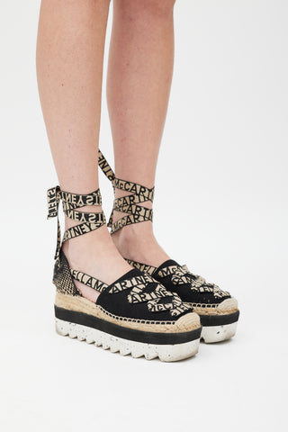 Stella McCartney Black 
Multicolour Gaia Platform Espadrille Sandal