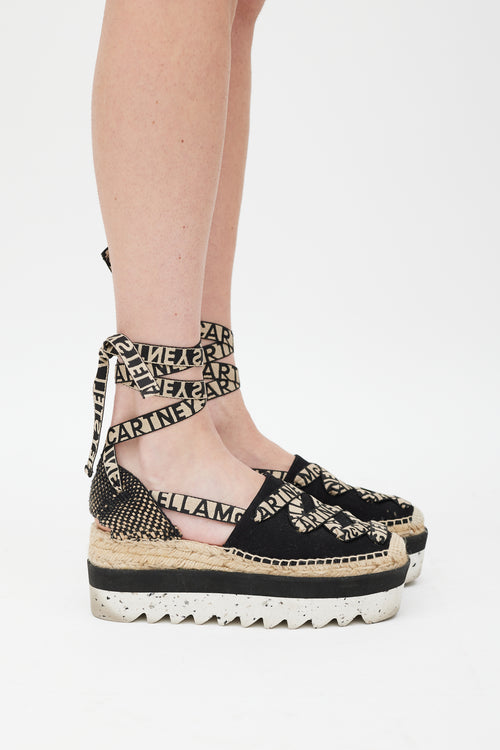 Stella McCartney Black 
Multicolour Gaia Platform Espadrille Sandal