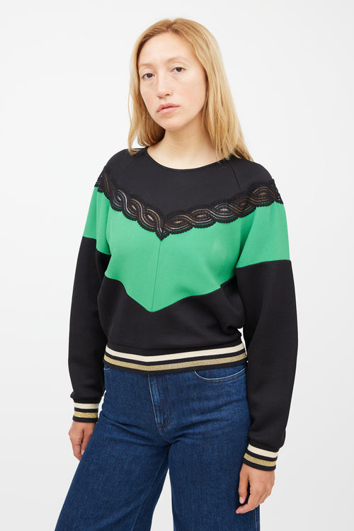 Stella McCartney Black 
Multicolour Lace Striped Top