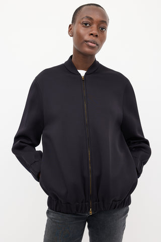 Stella McCartney Black 
Navy Neoprene Two Tone Bomber Jacket