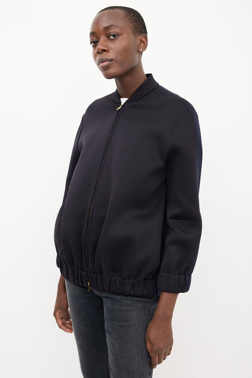 Stella McCartney Black 
Navy Neoprene Two Tone Bomber Jacket