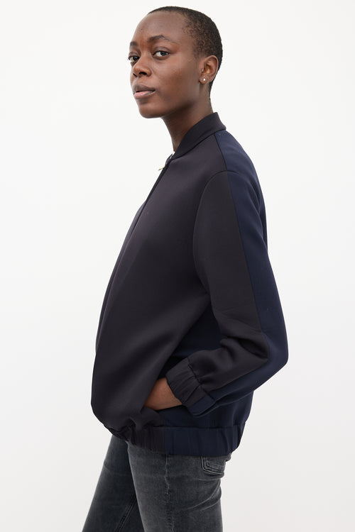 Stella McCartney Black 
Navy Neoprene Two Tone Bomber Jacket