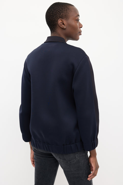 Stella McCartney Black 
Navy Neoprene Two Tone Bomber Jacket