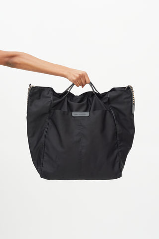 Stella McCartney Black Nylon 
Chain Strap XL Tote Bag