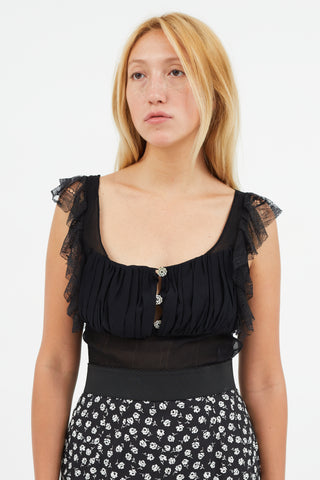 Stella McCartney Black Silk Ruffled Top