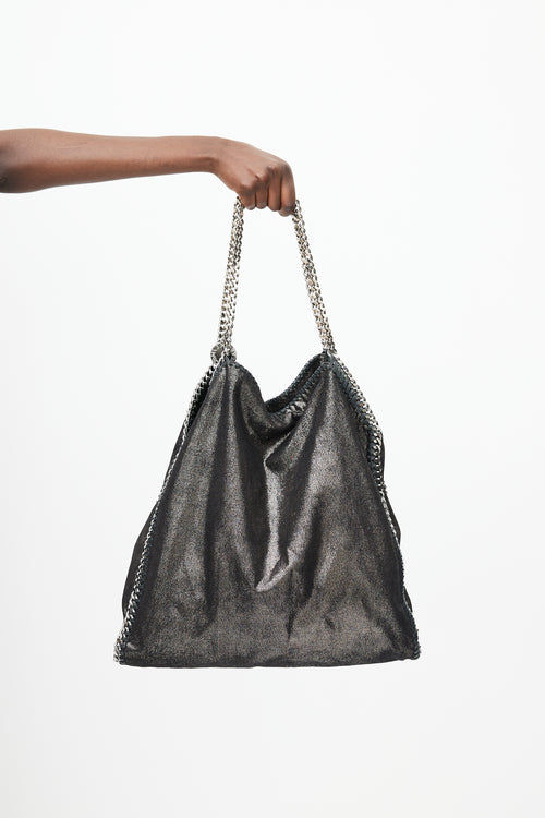 Stella McCartney Black 
Silver Falabella Metallic Bag