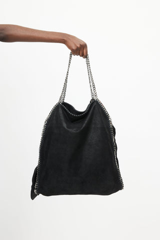 Stella McCartney Black 
Silver Large Falabella Shoulder Bag