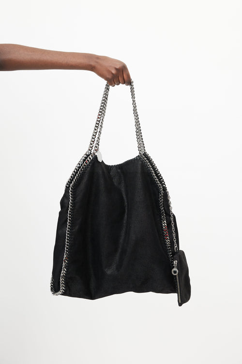 Stella McCartney Black 
Silver Large Falabella Shoulder Bag