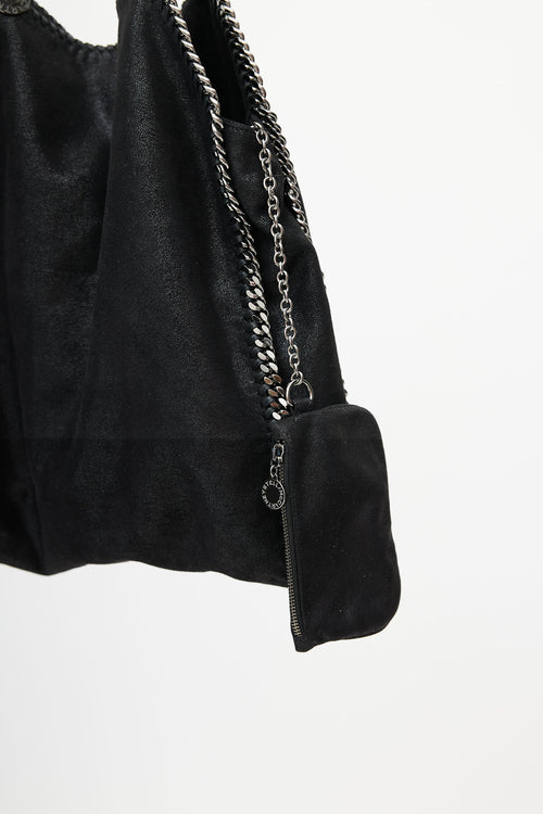 Stella McCartney Black 
Silver Large Falabella Shoulder Bag