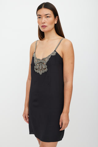 Stella McCartney Black 
Silver Silk Chain Link Dress