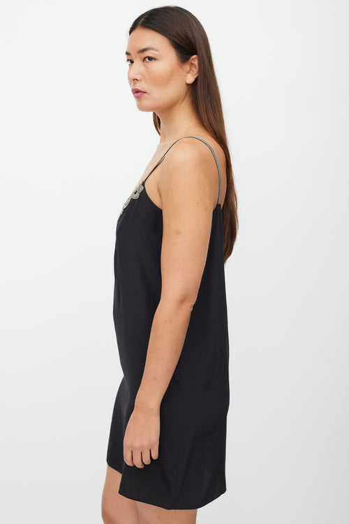 Stella McCartney Black 
Silver Silk Chain Link Dress