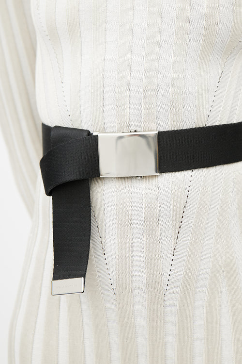 Stella McCartney Black 
Silver Webbed Belt