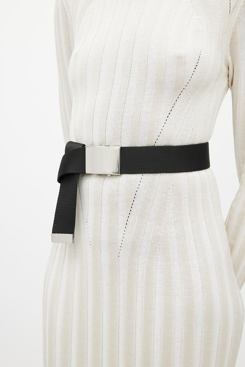 Stella McCartney Black 
Silver Webbed Belt