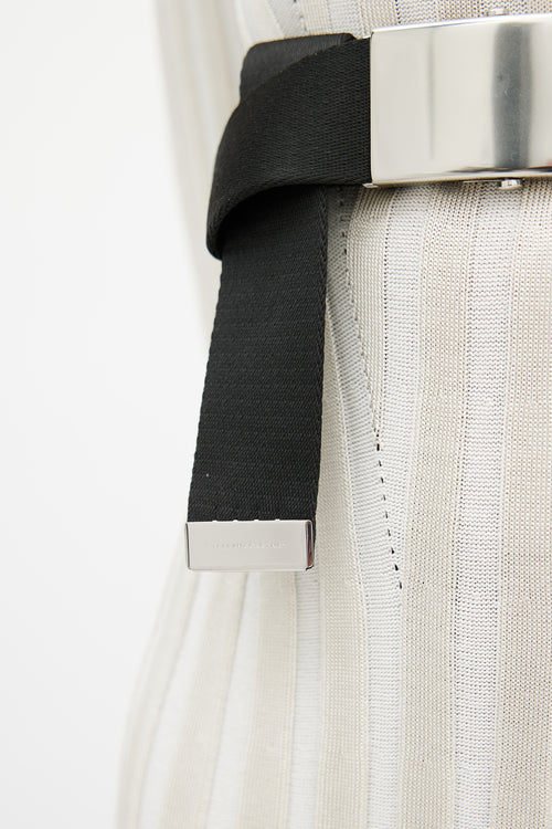 Stella McCartney Black 
Silver Webbed Belt