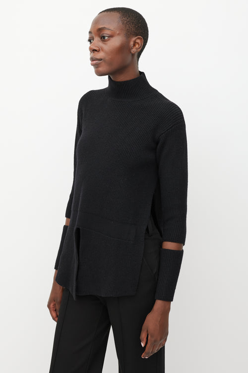 Stella McCartney Black Split Turtleneck Sweater