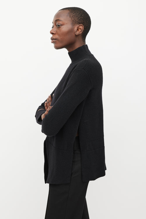 Stella McCartney Black Split Turtleneck Sweater