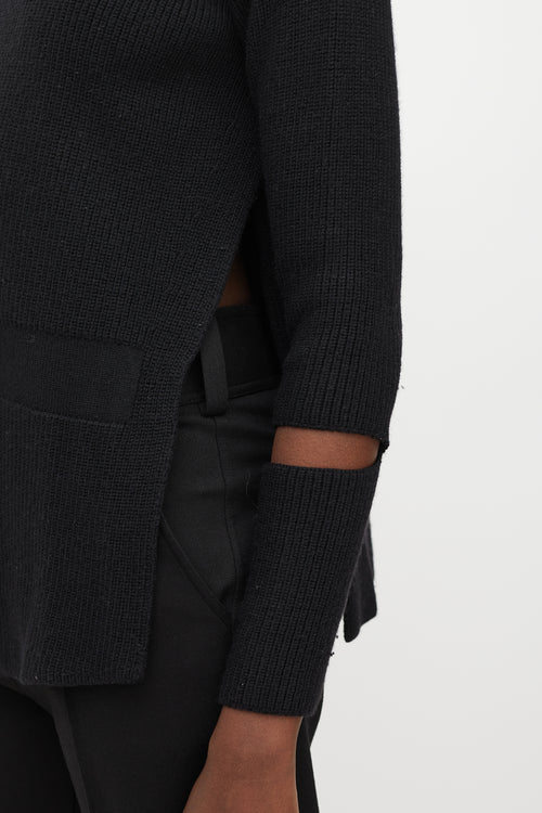 Stella McCartney Black Split Turtleneck Sweater