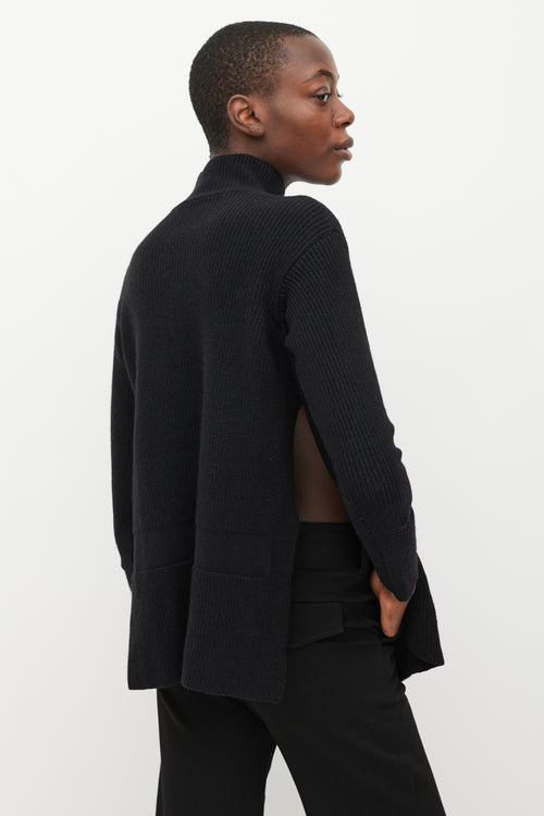 Stella McCartney Black Split Turtleneck Sweater