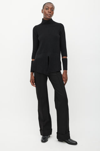 Stella McCartney Black Split Turtleneck Sweater