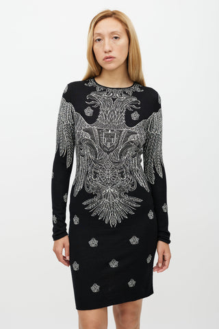 Stella McCartney Black 
White Crest Woven Dress