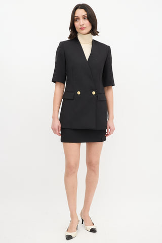 Stella McCartney Black Wool 
Mohair Short Sleeve Blazer