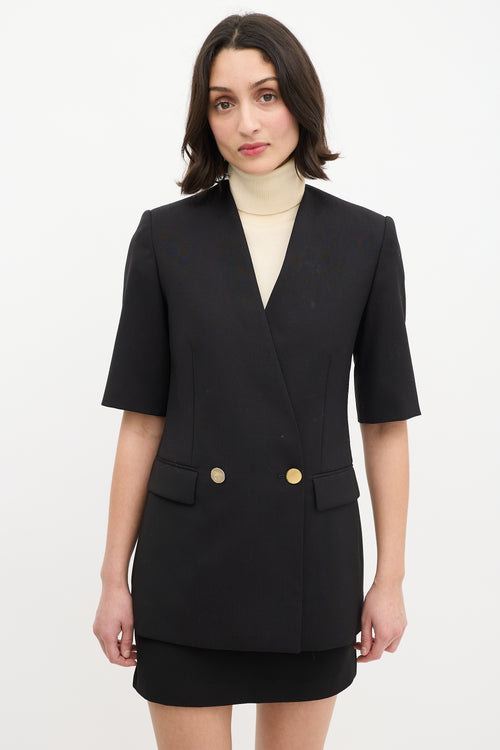 Stella McCartney Black Wool 
Mohair Short Sleeve Blazer