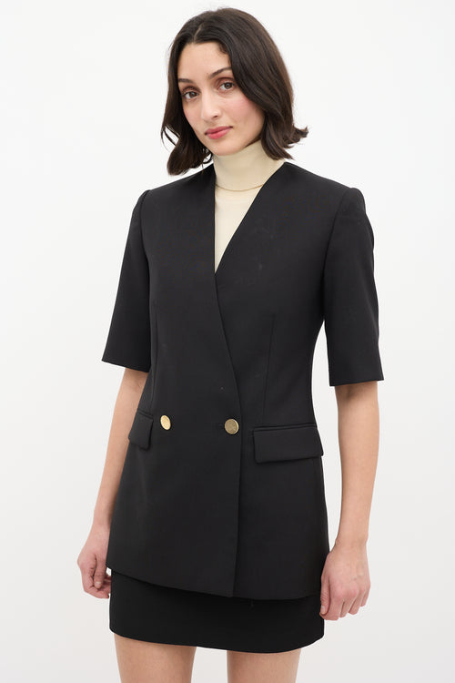 Stella McCartney Black Wool 
Mohair Short Sleeve Blazer