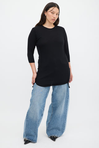 Stella McCartney Black Wool Three Quarter Sleeve Top