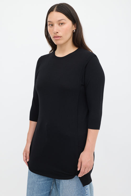 Stella McCartney Black Wool Three Quarter Sleeve Top