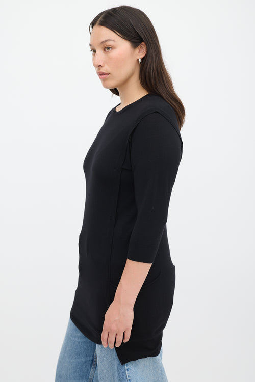 Stella McCartney Black Wool Three Quarter Sleeve Top