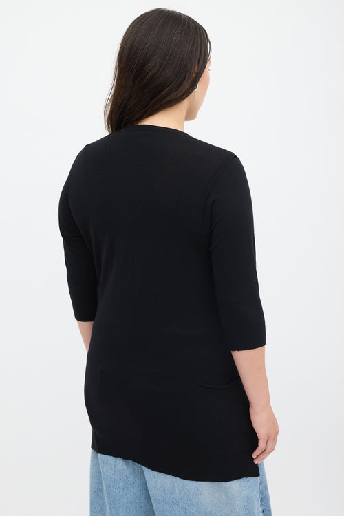 Stella McCartney Black Wool Three Quarter Sleeve Top